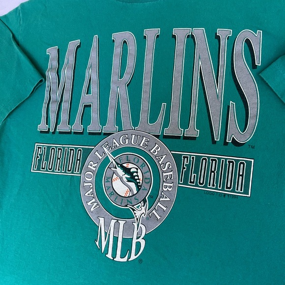 LOGO 7 Other - 6-2026 Florida Marlins Teal Short Sleeve Tee with MLB Graphic 1994-VINTAGE